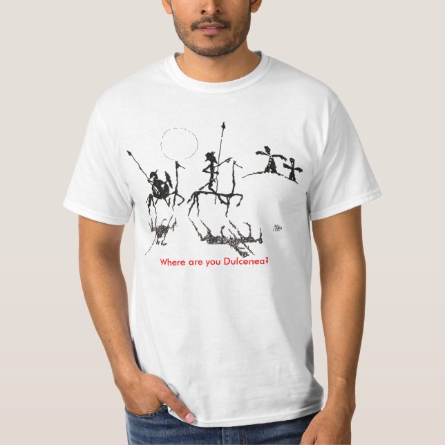 Camiseta ¿Donquijote-y-sanchopanza, dónde es usted (Anverso)