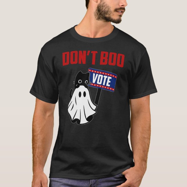 Camiseta Don't Boo Vote Kamala Harris 2024 Black Cat Ghost  (Anverso)