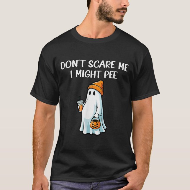 Camiseta Don't E Me I Might Pee Pregnant Ghost Halloween Hu (Anverso)