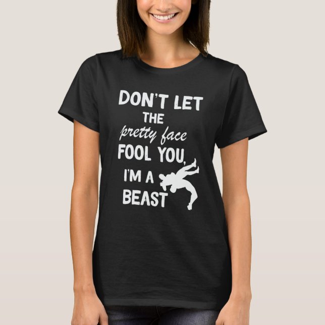Camiseta don't let the pretty face fool you wrestling boy (Anverso)