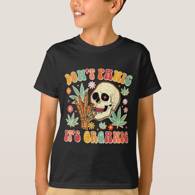 Camiseta Don't Panic It's Organic Weed Skull  (Anverso)