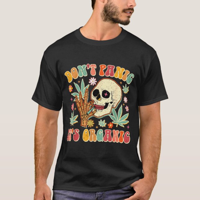 Camiseta Don't Panic It's Organic Weed Skull  (Anverso)