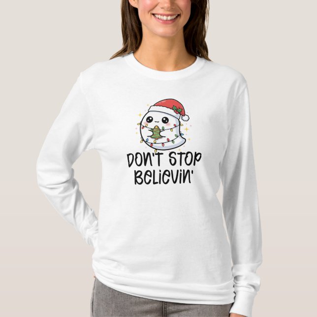 Camiseta Don't Stop Believin', Christmas Ghost (Anverso)
