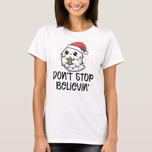 Camiseta Don't Stop Believin', Christmas Ghost (Anverso)
