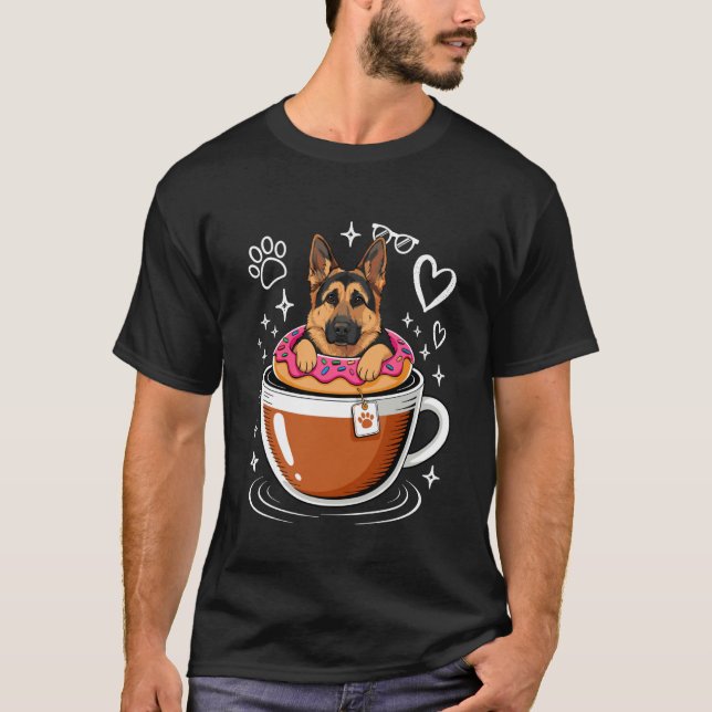 Camiseta Donut de café Pastor Alemán GSD (Anverso)
