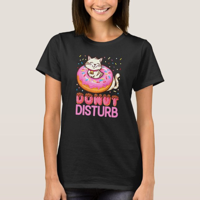 Camiseta Donut Disturbio Pun Chistes Divertido gato Donut (Anverso)