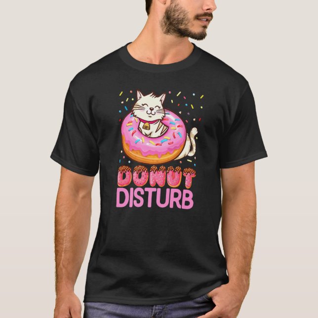 Camiseta Donut Disturbio Pun Chistes Divertido gato Donut (Anverso)