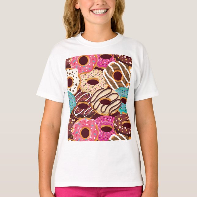 Camiseta Donut, donut de chocolate y chocolate para picar (Anverso)