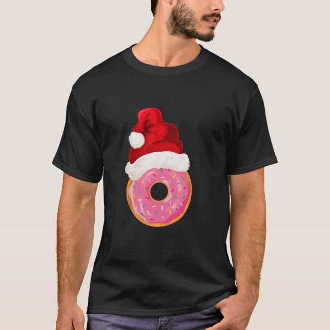 Camiseta Donut Gorro de Santa Navidad Postre con Sprinkles (Anverso)