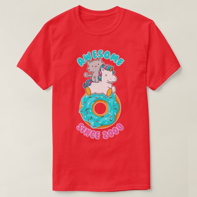 Camiseta Donut Kitten Unicorn Awesome since 2000 (Diseño del anverso)