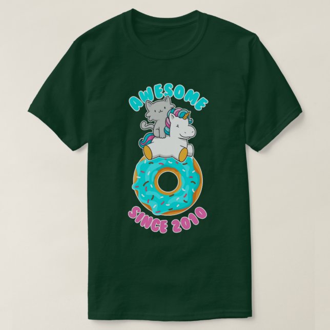 Camiseta Donut Kitten Unicorn increíble desde 2010 (Diseño del anverso)