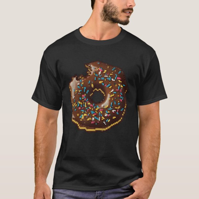 Camiseta Donut Pixel 8 bit Retro Hungry Byte Sprinkles Food (Anverso)