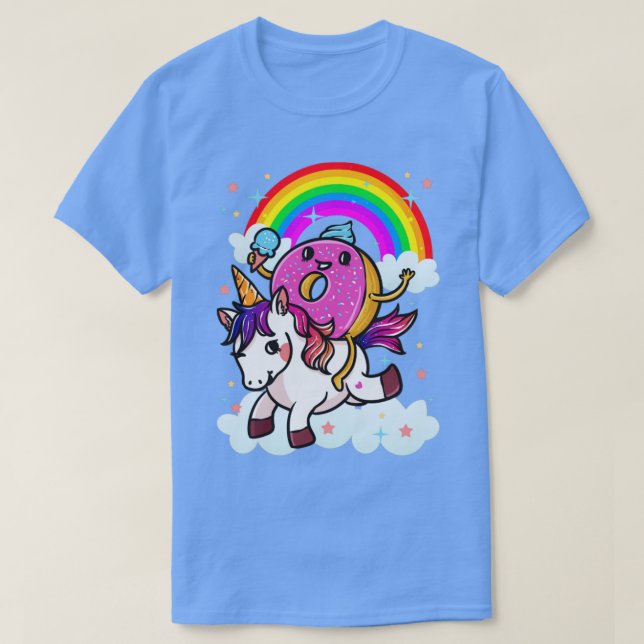 Camiseta Donut Riding Unicorn Cute (Diseño del anverso)