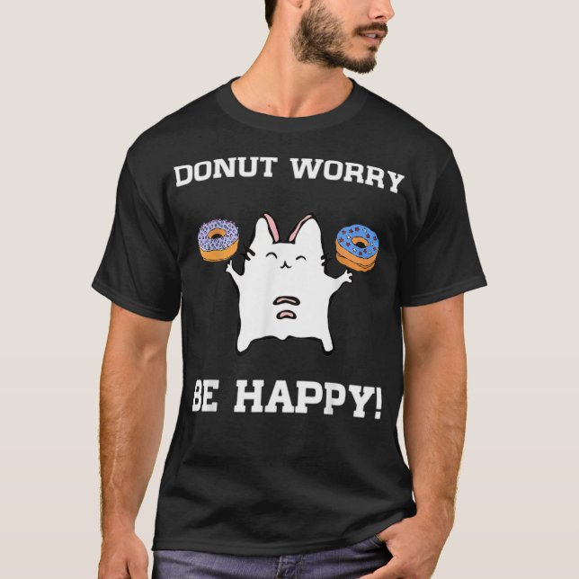 Camiseta Donut Worry Be Happy Funny baker fiesta de cumplea (Anverso)