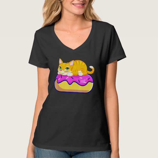Camiseta Donut Y Cat Trendy Cats De Oro Kitten (Anverso)
