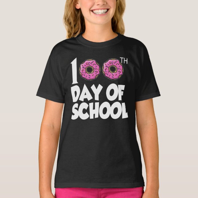 Camiseta donuts 100° día de chicas divertidos en la escuela (Anverso)