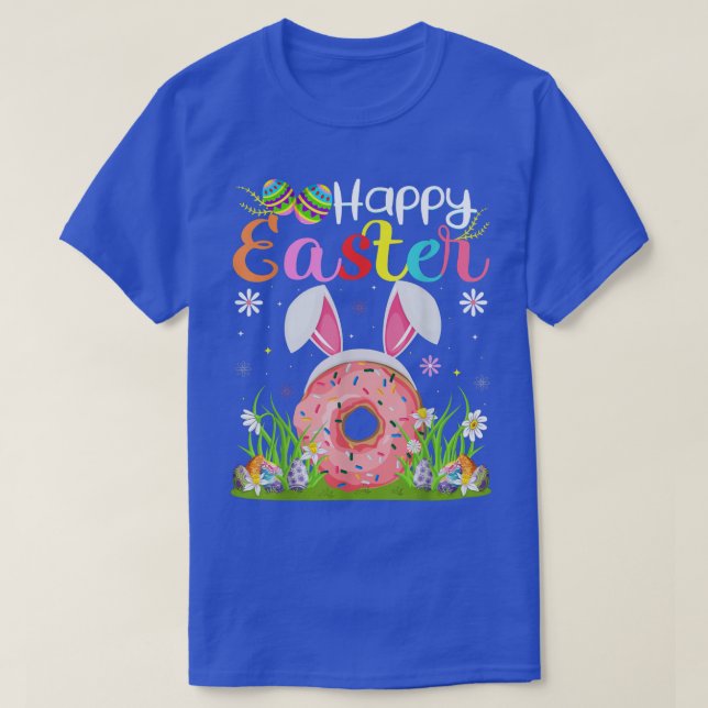 Camiseta Donuts Food Lover Huevo Caza Graciosa Donuts Happy (Diseño del anverso)