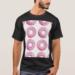 Camiseta Donuts rosados, coloridos patrones de azucar encim