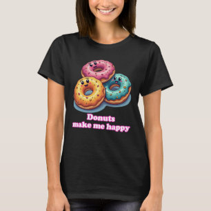 Camiseta Donuts sonrientes me hacen feliz té de la comida