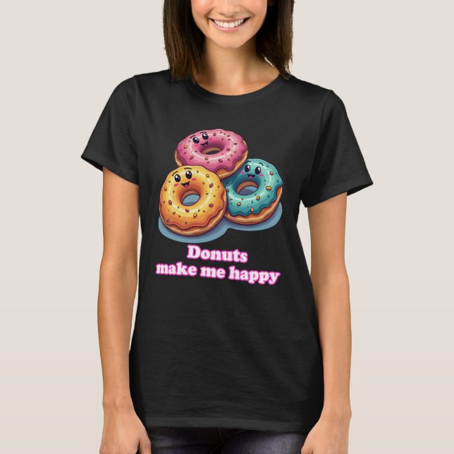 Camiseta Donuts sonrientes me hacen feliz té de la comida (Anverso)