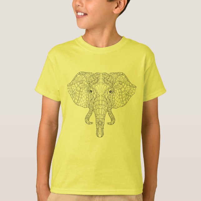 Camiseta Doodle 2 de la cabeza del elefante (Anverso)