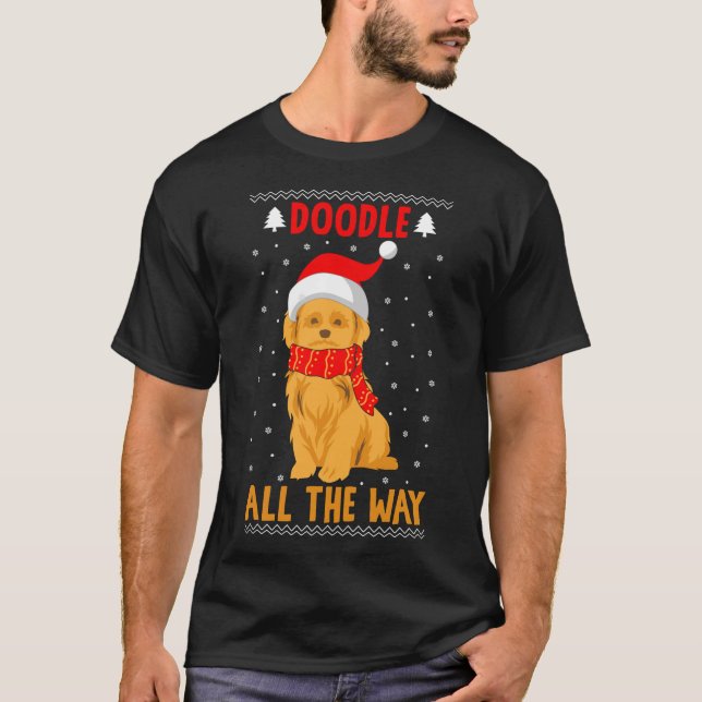 Camiseta Doodle All Way Funny Goldendoodle Santa Hat Ch (Anverso)