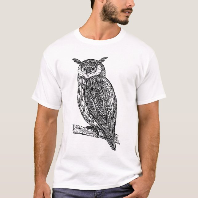 Camiseta Doodle animal del búho del tótem salvaje (Anverso)