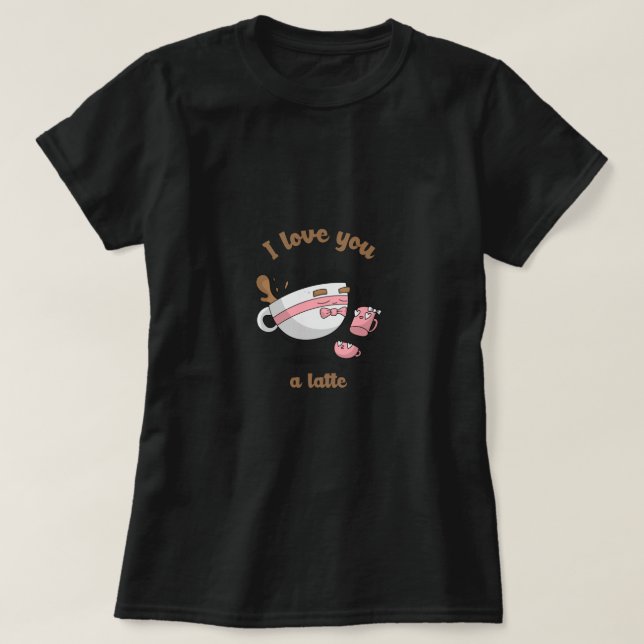 Camiseta Doodle Art Cute Cartoon Coffee Couple Latte (Diseño del anverso)