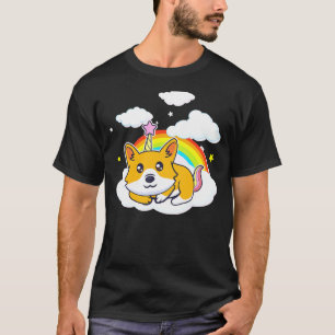 Camiseta Doodle Corgi Perro   Unicornio Corgi Arcoíris