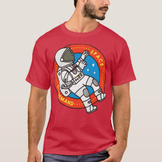 Camiseta Doodle corto de astronauta flotando en el espacio