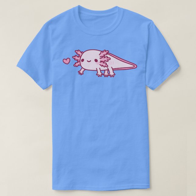 Camiseta Doodle de Axolotl rosado lindo (Diseño del anverso)