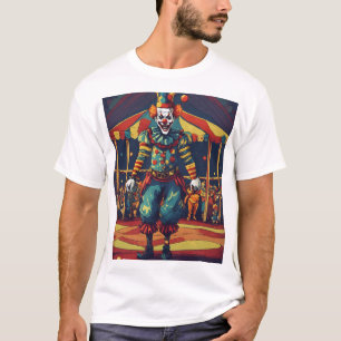 Camiseta Doodle de bajo contraste de un Payaso malvado en e
