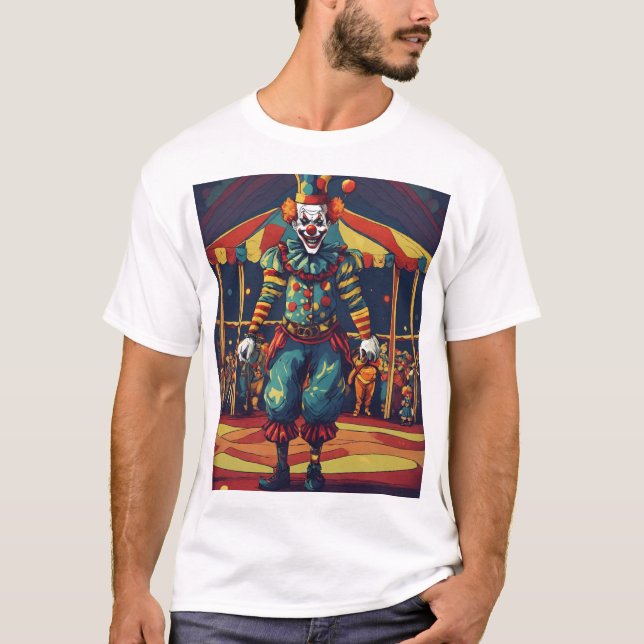 Camiseta Doodle de bajo contraste de un Payaso malvado en e (Anverso)