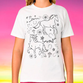 Camiseta Doodle De Caballo De Color Me In