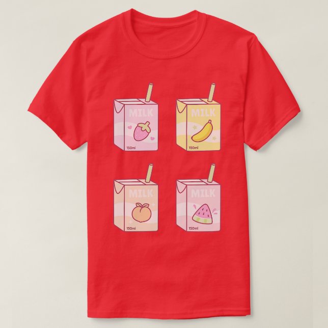 Camiseta Doodle de cajas de leche con sabor a frutas variad (Diseño del anverso)