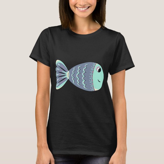 Camiseta Doodle de clip art de pez gris (Anverso)
