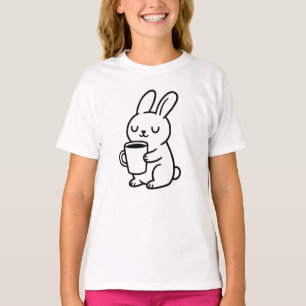 Camiseta Doodle de conejo acogedor de café