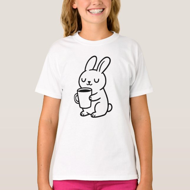 Camiseta Doodle de conejo acogedor de café (Anverso)
