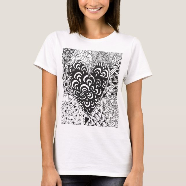 Camiseta Doodle de corazón inspirado (Anverso)
