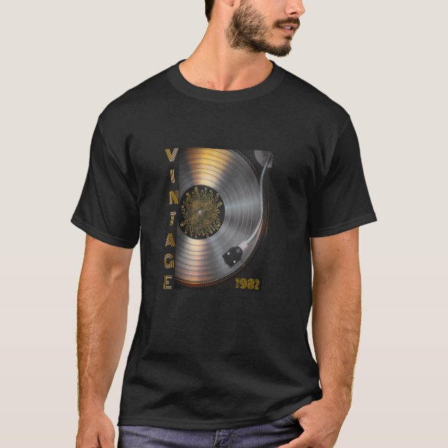 Camiseta Doodle de disco de vinilo retro, regalos de cumple (Anverso)