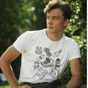 Camiseta Doodle de equipo de hiking vintage minimalista gen