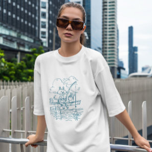 Camiseta Doodle de gato de pesca