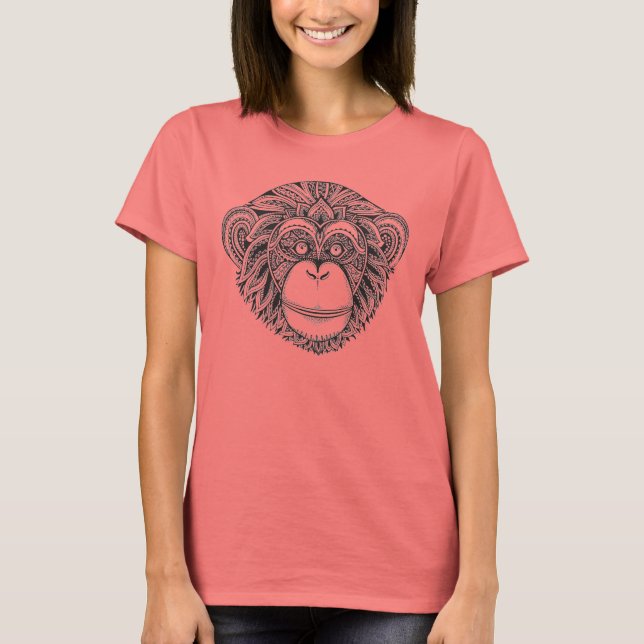 Camiseta Doodle de ilustración de monos (Anverso)