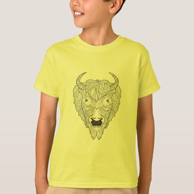 Camiseta Doodle de la cabeza del bisonte (Anverso)