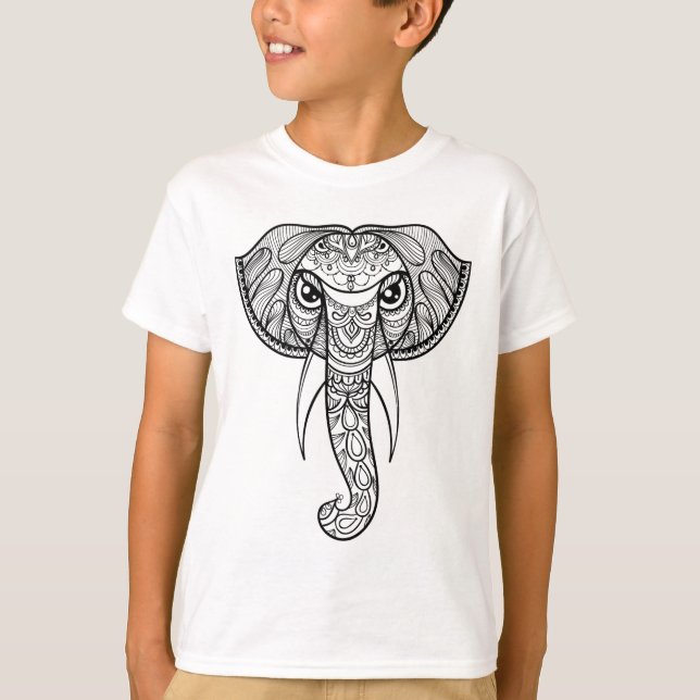 Camiseta Doodle de la cabeza del elefante (Anverso)