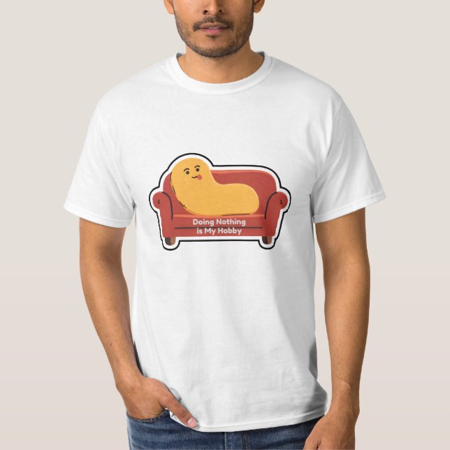 Camiseta Doodle De La Patata Del Sofá | Funny Lazy Mood Peg (Anverso)