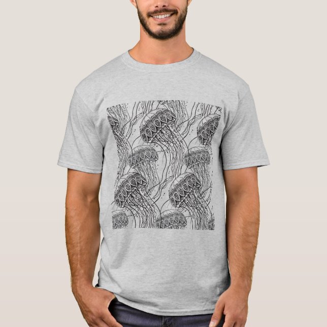 Camiseta Doodle de los pescados de jalea (Anverso)