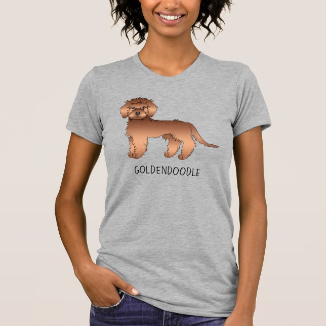 Camiseta Doodle de oro mini rojo de dibujos animados y text (Anverso)
