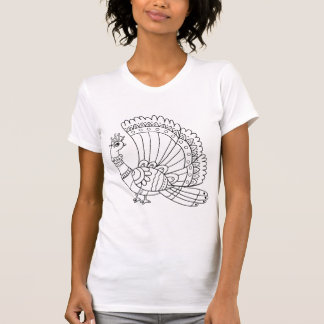 Camiseta Doodle de pavo real ornamental