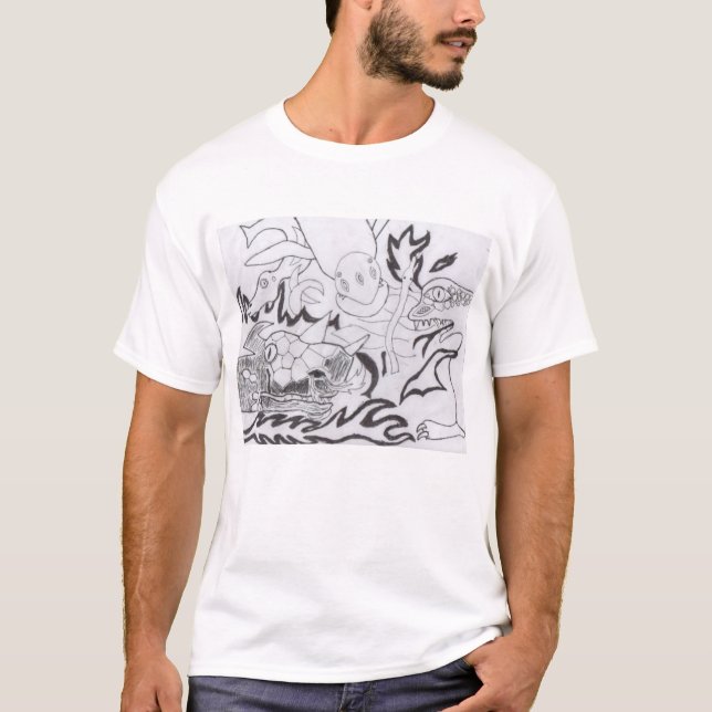 Camiseta Doodle de rock de punk #11 dragones (Anverso)